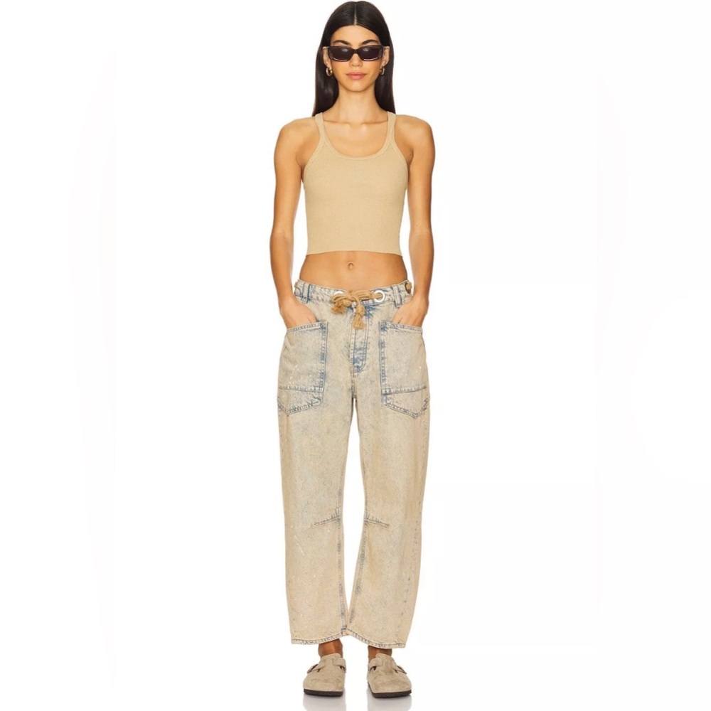 Free People x We The Free Moxie Low Slung Pull On Barrel Wide Leg Size 27
